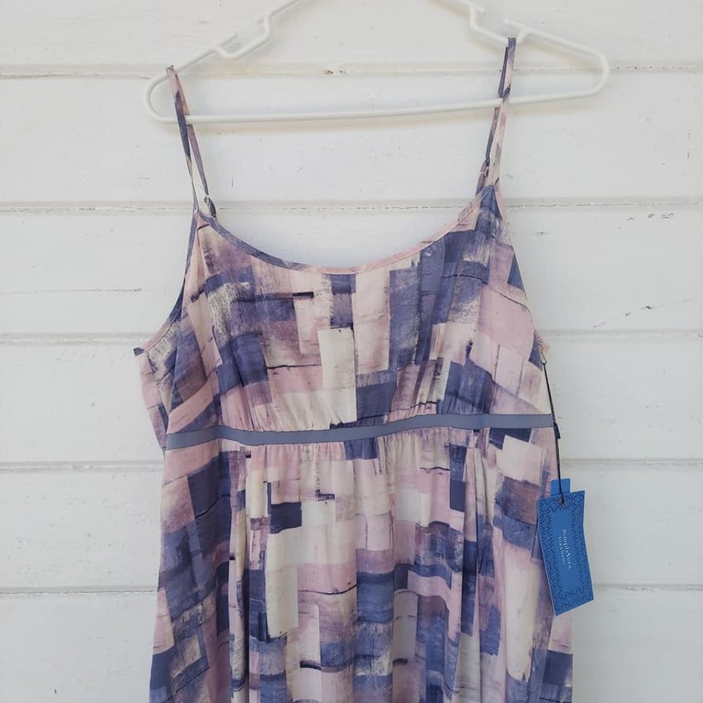 NWT Vera Wang Pink and Purple Geometric Summer Flowy Sleeveless Dress size XL